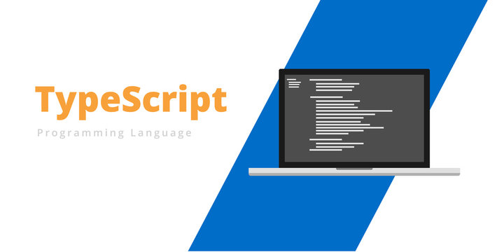 Learn to code TypeScript programming language with script code on laptop screen, programming language code illustration - Vector