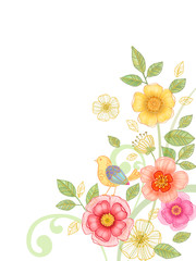 Beautiful flower and bird