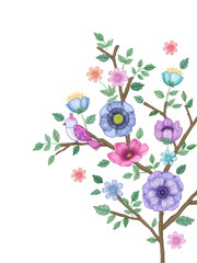 Beautiful flower and bird