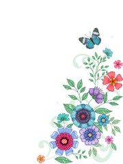 Beautiful flower and butterfly