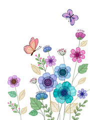 Beautiful flower and butterfly