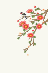 Traditional flower and bird