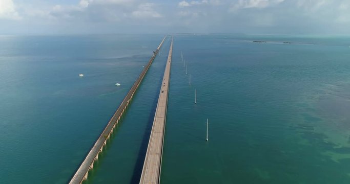 Flying above Seven Miles Bridge, Florida Keys, USA
