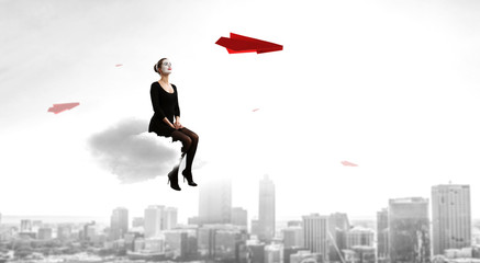 Young woman mime. Mixed media