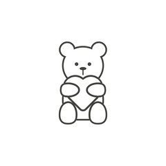 Bear with a heart, toy, gift icon. Simple thin line, outline vector of valentines day, love icons for UI and UX, website or mobile application