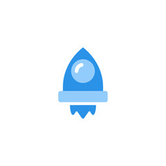 rocket icon vector blue monochrome color