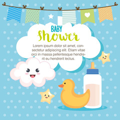 baby shower card with set items