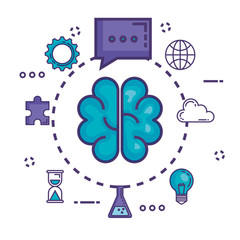 brain with innovation icons