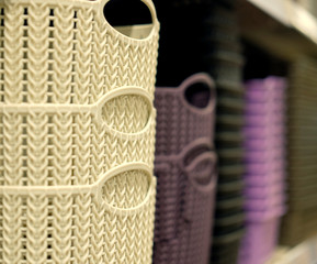 laundry baskets in the store