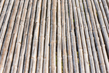 Bamboo bridge in paddy field.Thailand.