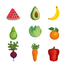 group of fruits and vegetables