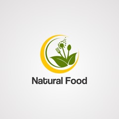 natural food logo vector, icon, element, and template