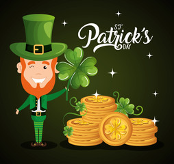 leprechaun with coins saint patrick character