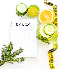 Food for fitness, healthy lifestyle frame flat lay with cucumber and lemon. With space for your...
