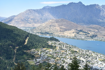 Fototapeta na wymiar A scenic view of Queenstown from the gondola in New Zealand