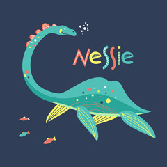 The cute dinosaur with the comet. Children's book illustration. Great idea for kids posters and calendars. Vector illustration. 