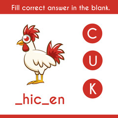  write the missing word chicken