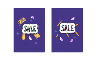 Sale banner template. Vector color illustration.