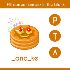 write the missing word pancake