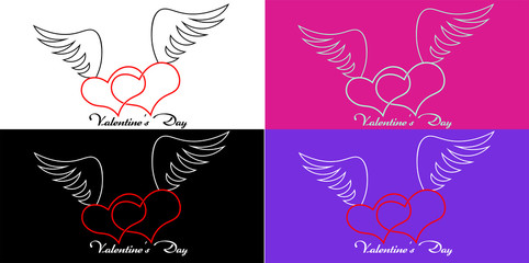 logo of two hearts with wings for Valentine's Day