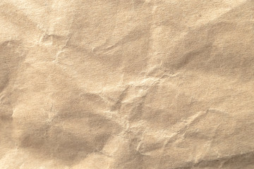 Brown crumpled paper texture background.