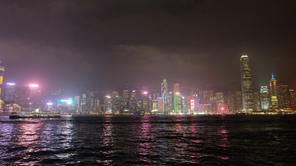 Hong Kong Asia Central District laser show skyscraper high-rise buildings lights skyscrapers buildings construction