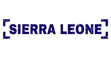 SIERRA LEONE caption seal print with corroded style. Text caption is placed inside corners. Blue vector rubber print of SIERRA LEONE with dirty texture.