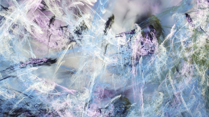 Abstract surreal blue and rose clouds. Expressive fractal background. 3d rendering.