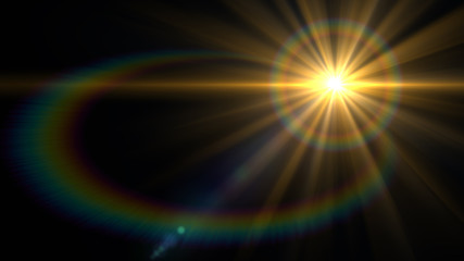 Lens Flare light over Black Background. Easy to add overlay or screen filter over Photos	