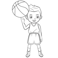 Cartoon child playing basketball