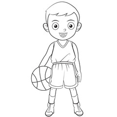 Cartoon child playing basketball