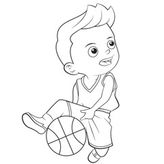 Cartoon child playing basketball