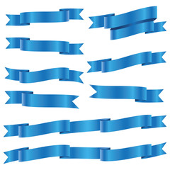 set of blue ribbon baner icon