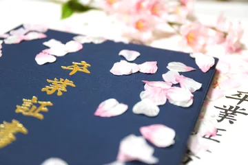 Fleecedeken met foto Kersenbloesem 卒業証書と桜　卒業式イメージ  © webbiz