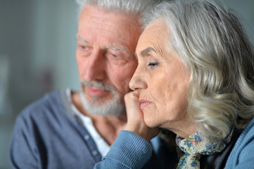 Portrait of sad senior couple