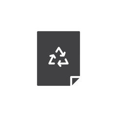 Recycling paper sheet vector icon. filled flat sign for mobile concept and web design. File document recycling simple solid icon. Symbol, logo illustration. Pixel perfect vector graphics