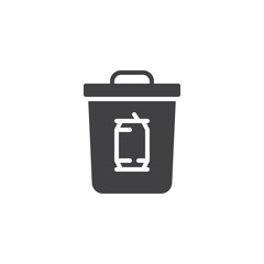 Metal can waste vector icon. filled flat sign for mobile concept and web design. Tin can trash bin simple solid icon. Garbage symbol, logo illustration. Pixel perfect vector graphics