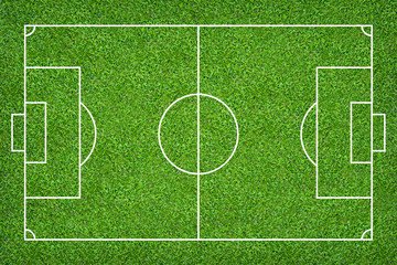 Plakat Football field or soccer field for background. Green lawn court for create game.