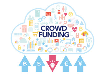 クラウドファンディングイメージ-コンセプトフラットデザイン-白背景素材