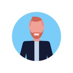 happy businessman face avatar female cartoon character portrait flat isolated