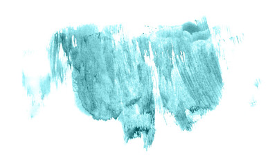 Abstract watercolor background hand-drawn on paper. Volumetric smoke elements. Blue-Green, Shaded Spruce color. For design, web, card, text, decoration, surfaces.