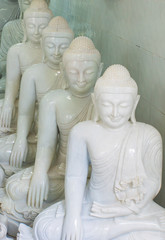 finished white marble carved statues of Buddha for sale