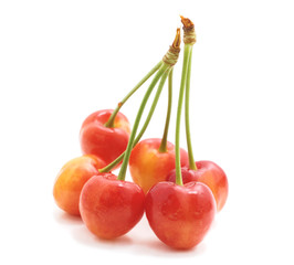 Red ripe cherries.