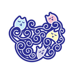 Cute sleeping owls. Vector illustration