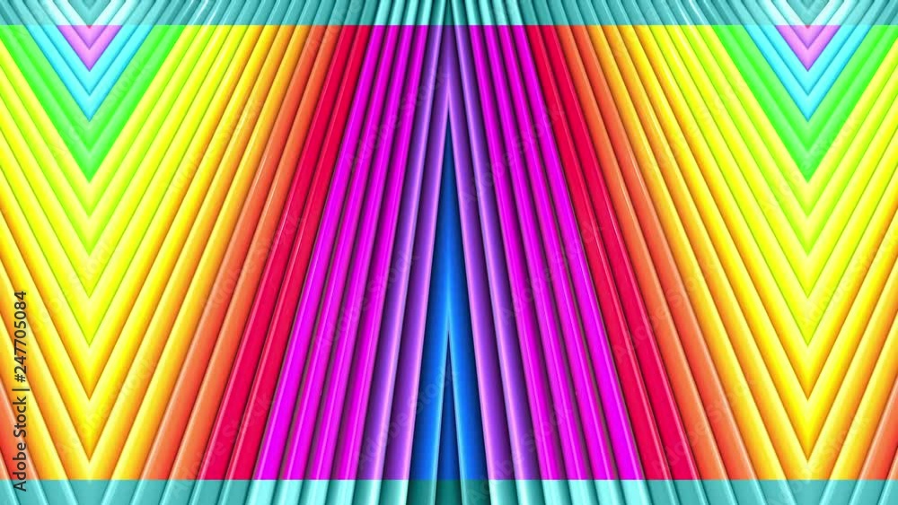 Poster rainbow multicolored stripes move cyclically. abstract 3d seamless bright background in 4k. simple g