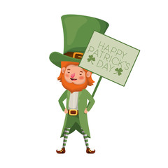 wishing you a happy st patricks day label with leprechaun character