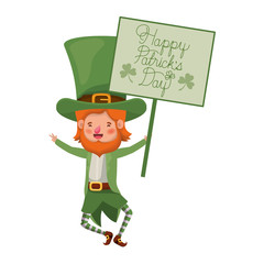 wishing you a happy st patricks day label with leprechaun character