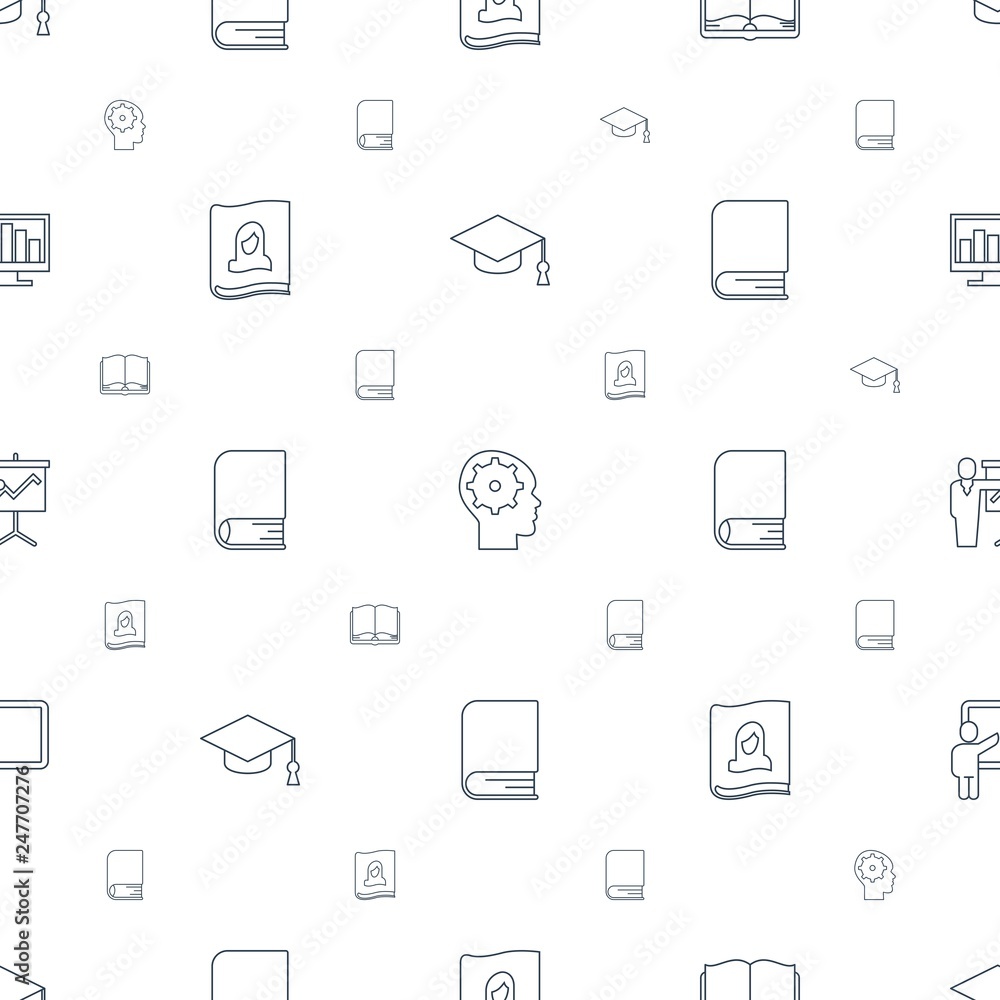 Poster learning icons pattern seamless white background
