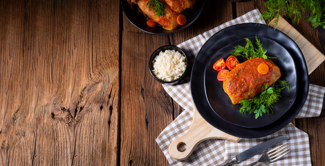 Roasted cabbage rolls with rice and minced meat according to the recipe of omas