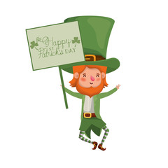 wishing you a happy st patricks day label with leprechaun character